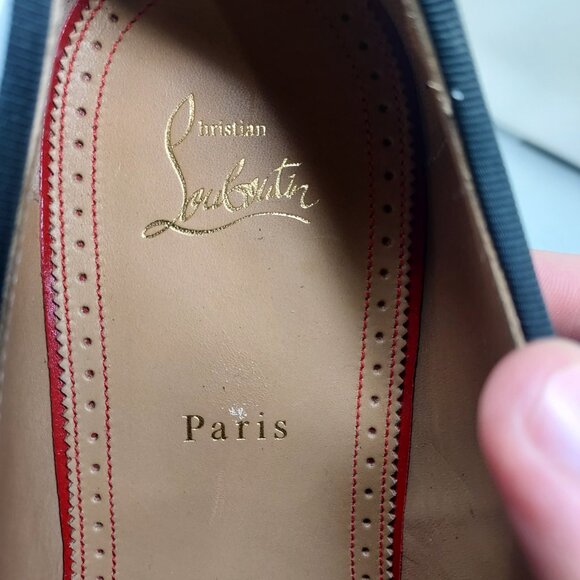 Christian Louboutin Black Lafitte Velvet Patent Striped Lace Up Shoe main image 8